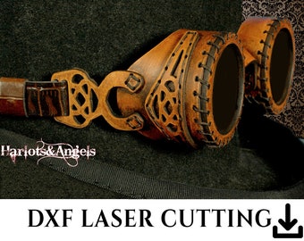 Steampunk Goggles DXF Laser cutting pattern files, Digital Download