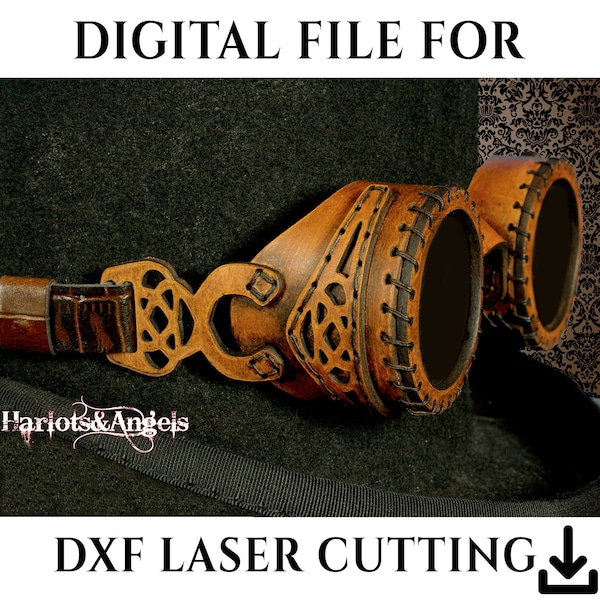 Steampunk Goggles DXF Laser cutting pattern files, Digital Download