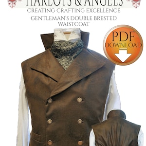 Waistcoat Sewing Pattern, Victorian Vest Digital Download, Steampunk Pattern, Gothic, Mens, Wedding , PDF for 30 3234 chest image 1