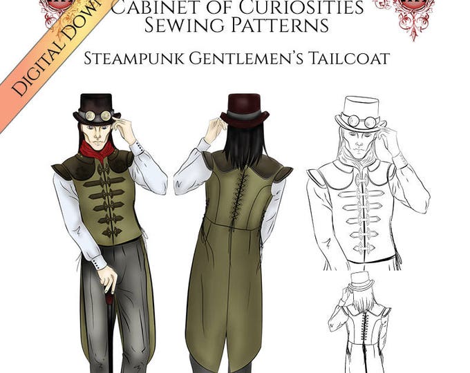 Steampunk Sewing Pattern for Men, Vest Waistcoat Tailcoat. PDF Digital Download - Etsy