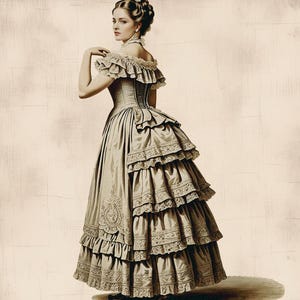 Bustle skirt Sewing Pattern, PDF Download, Victorian petticoat,