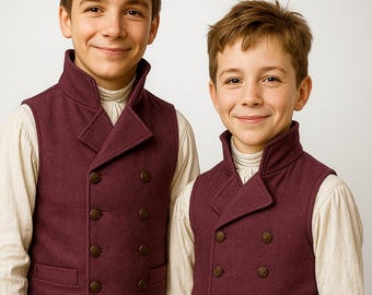Patrón de costura para chaleco de niño, talla para niño, contorno de pecho de 24 a 34 pulgadas, ideal para bodas, eventos formales, cosplay, estilo victoriano, chaleco, archivos PDF digitales.