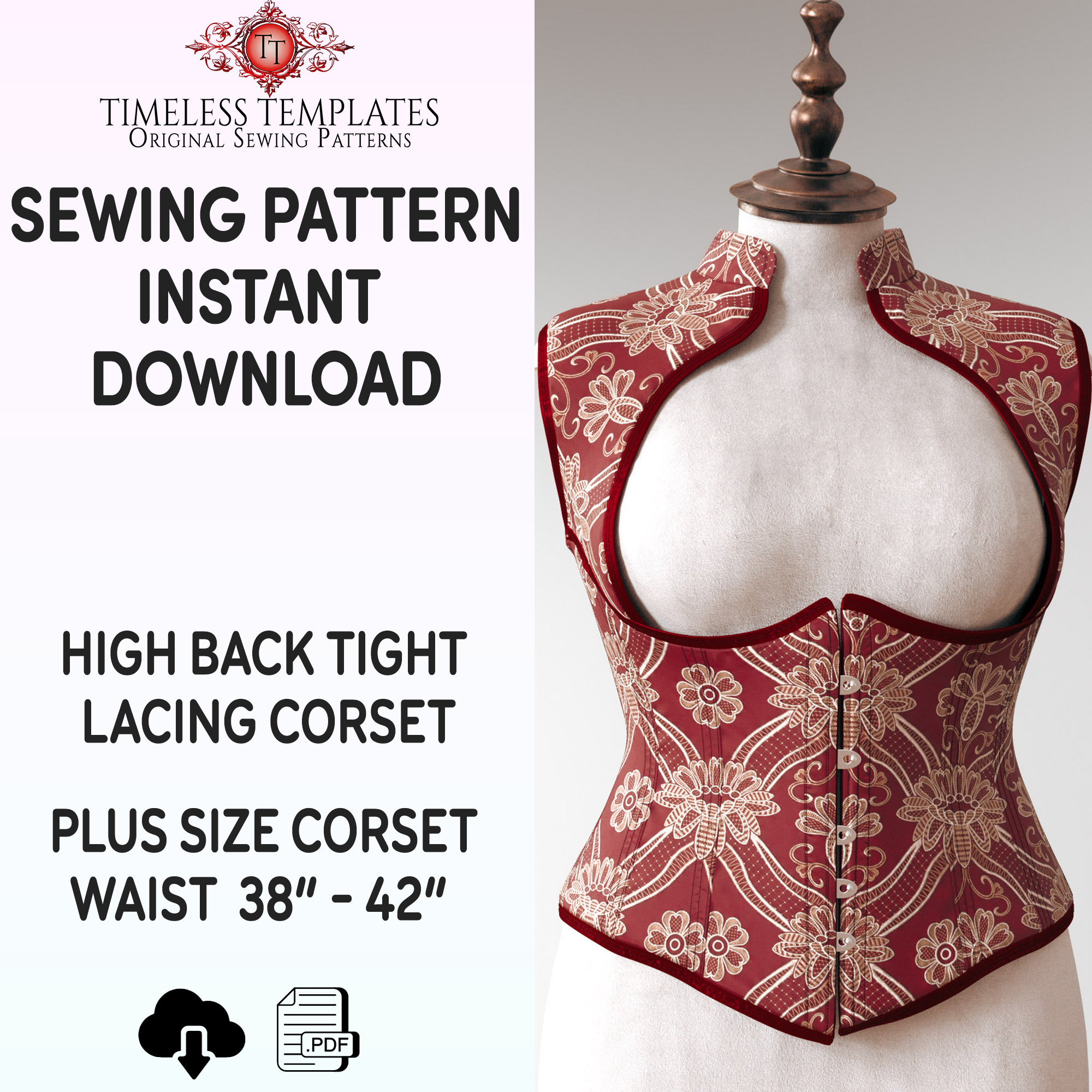 corset-sewing-pattern-pdf-digital-download-steampunk-pattern-size-extra-large-38-40-42-plus-sized-sewing-etsy for Free Printable Corset Sewing Pattern Corset Sewing Pattern, PDF Digital Download, Steampunk Pattern, Size Extra Large 38