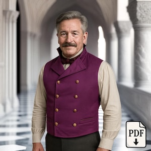 Herren Weste Weste Schnittmuster. Steampunk,Gothic,Hochzeit,Sofort PDF Download, Größen 92cm- 122cm. Metrisch 92 bis 122 cm Brustumfang