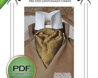 Cravat Neck Tie Sewing Pattern, pdf Download, Steampunk Cosplay, Perfect for weddings and Late Victorian Sherlock Holmes style