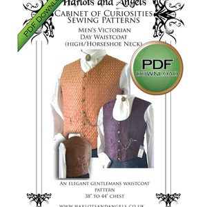 Mens Waistcoat Sewing Pattern, PDF Download, Perfect For Victorian Steampunk Cosplay and Wedding Costumes image 2