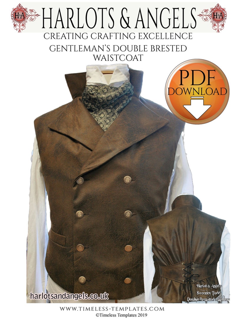 Waistcoat Sewing Pattern Victorian Vest Digital Download Etsy