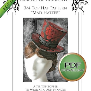 Hat Pattern, Steampunk Top Hat Sewing Pattern, Wedding Hat, Mad hatter Hat PDF Download, NOT Finished Hat image 4