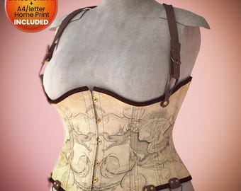 Underbust Corset Sewing Pattern: Steampunk Cosplay, Size Small (PDF Pattern)