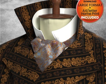 Cravat Easy Sewing Pattern, pdf Download, Steampunk Cosplay, Perfect for weddings and Late Victorian Sherlock Holmes style Neck Tie