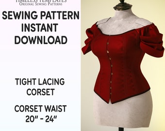 Corset Sewing Pattern, Pdf download, SMALL Size, Tight-lacing, Detailed Picture Tutorial, Cosplay, Steampunk, Wedding, Gothic, Prom, Women