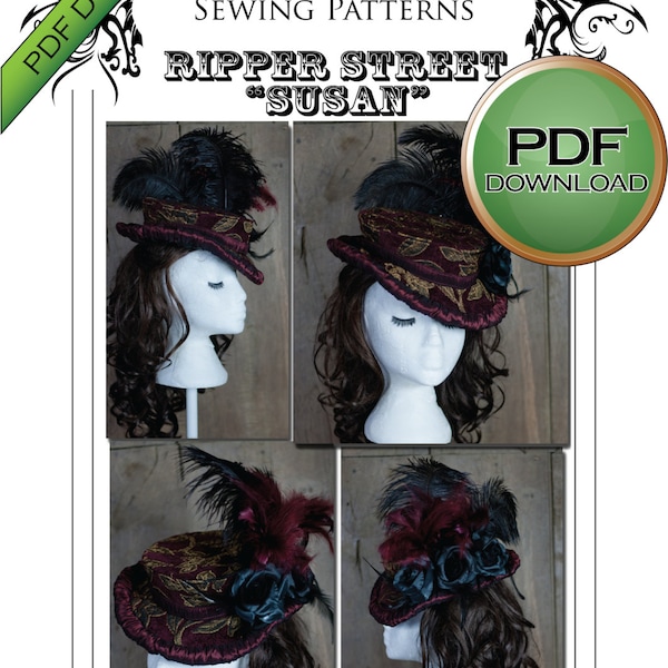 Hat Pattern, Make Professional Hats, Costume Victorian Style for Steampunk, Gothic, Weddings  and Cosplay, Pdf Digital Download  pattern