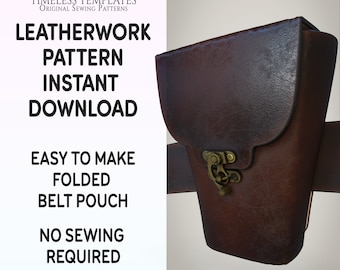 Steampunk Leather Work Craft Pattern, Ammo Pouch, For DIY Leather, Slide On Belt Bag, LARP, PDF Digital Instant Download.