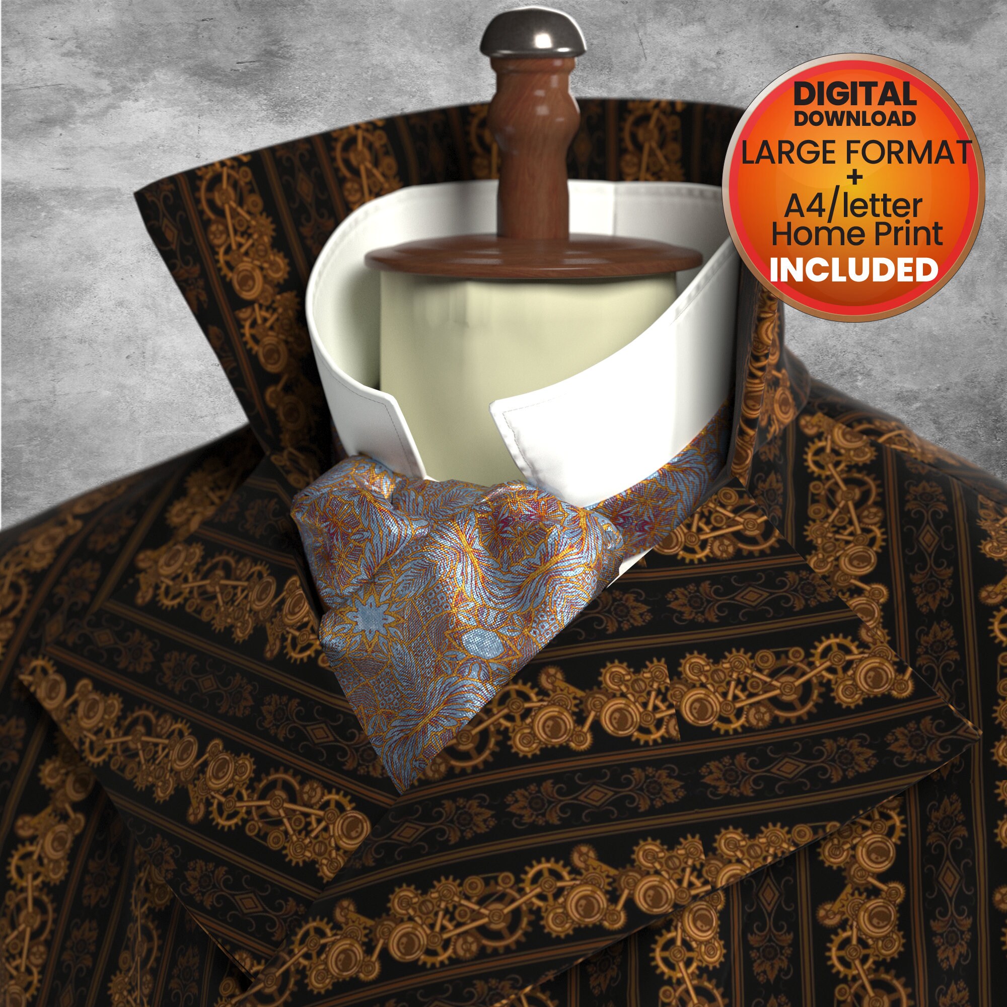 Cravat Neck Tie Sewing Pattern Pdf Download Steampunk 