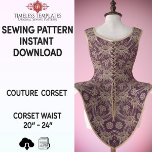 Corset Sewing Pattern, size Small, PDF Download, Cosplay, Steampunk, Theatre, Wedding, Larp, Prom, Gothic, Historical, Fantasy image 1