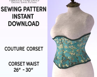 Corset Sewing Pattern, Size Medium, Underbust, Digital PDF, Tight-Lacing, Detailed Free Tutorials & Instructions