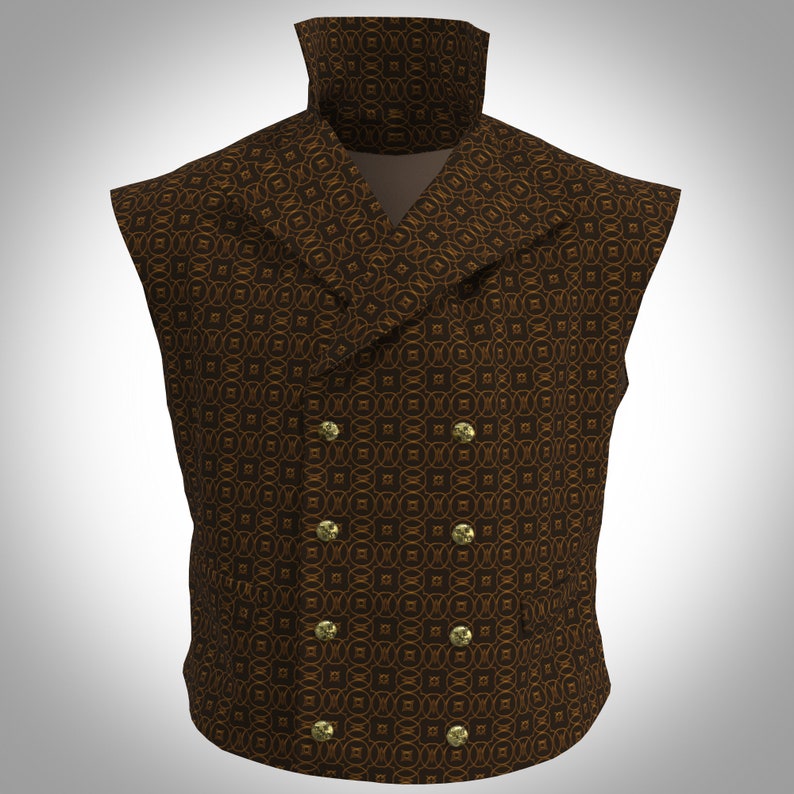 Waistcoat Sewing Pattern, Victorian Vest Digital Download, Steampunk Pattern, Gothic, Mens, Wedding , PDF for 30 3234 chest image 2