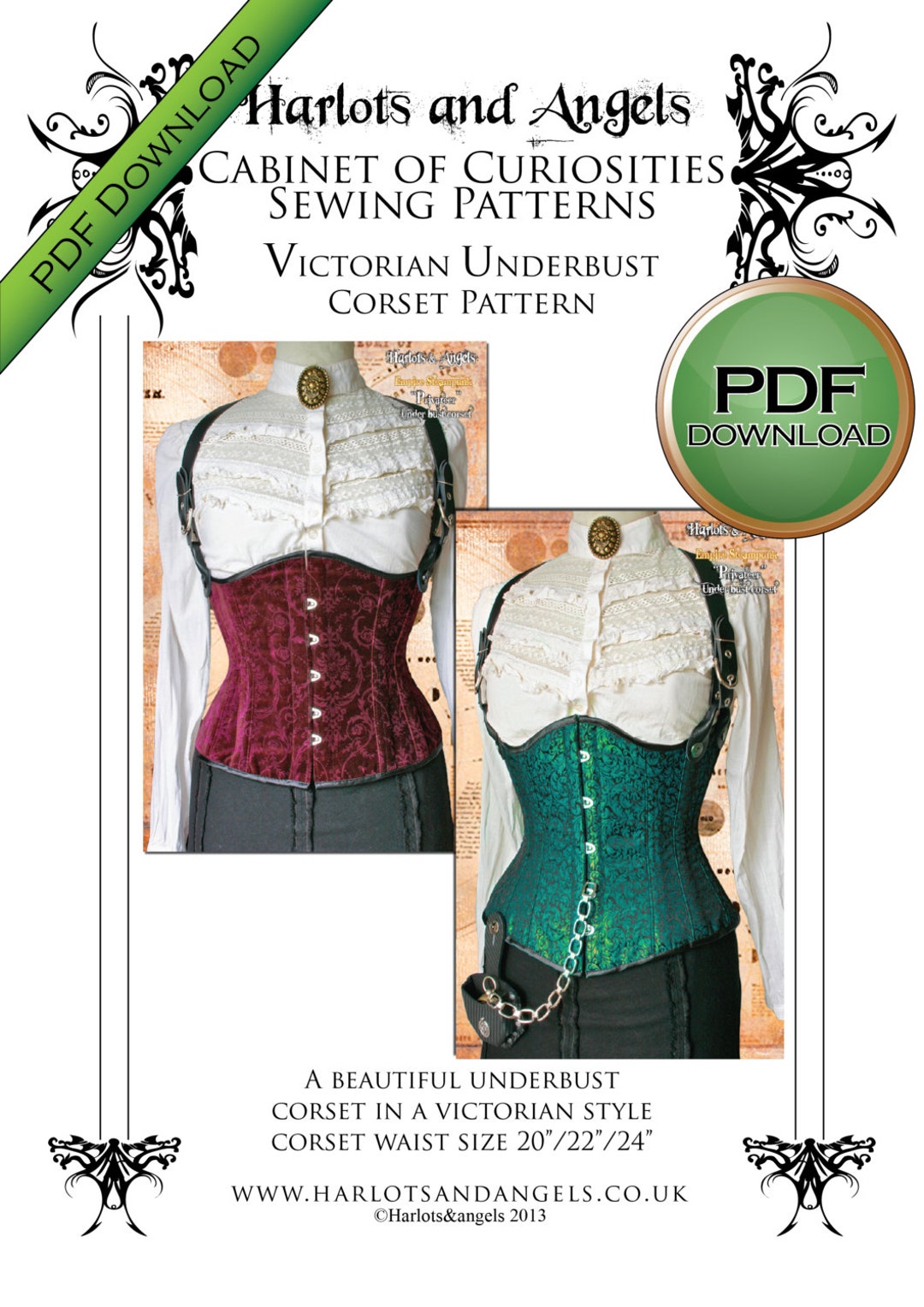 Corset Sewing Pattern, Digital Download, Excellent Fit, Corset Tutorial,  PDF Pattern, Tight Lacing, Steampunk Sewing, Cosplay, Gothic, SMALL - Etsy