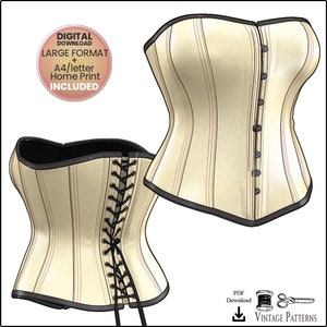 Corset Sewing Pattern, Large Size, Victorian pattern, Perfect For Steampunk, PDF Digital Download, Tight Lacing Great Fitting image 5