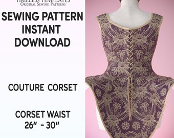 Corset Sewing Pattern, Size Medium, PDF download. Theatrical, Cosplay Steampunk, Wedding. LARP, Cosplay