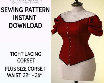 Corset Sewing Pattern, Steampunk, Wedding Corset, Gothic, Cosplay, Larp,  Large