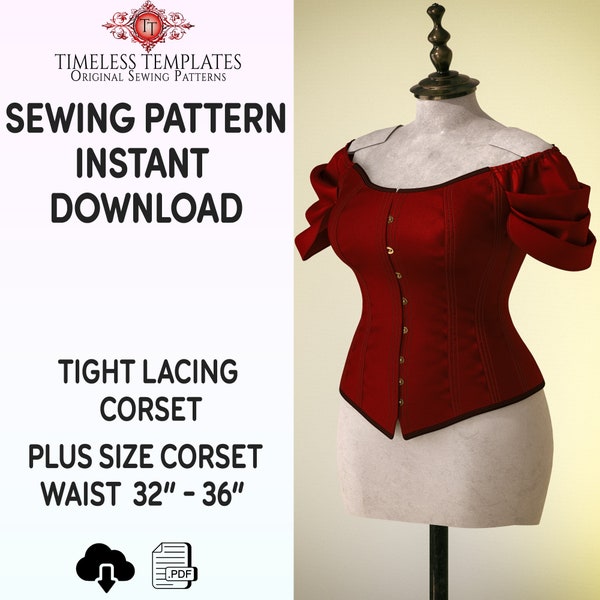Corset Sewing Pattern, Steampunk, Wedding Corset, Gothic, Cosplay, Larp,  Large
