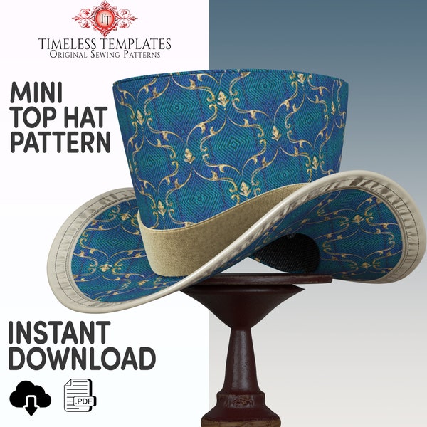 Mini Top Hat Making Pattern, Pdf Digital Download, Make Professional Jaunty Victorian Style Hats for Weddings, Proms, Steampunk and Cosplay