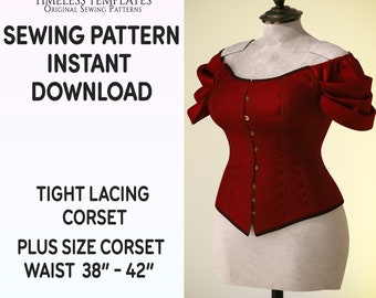 Plus Size Corset Sewing Pattern Pdf download, extra large us sizes 18 - 22