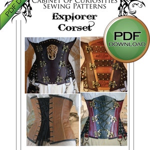 Steampunk Corset Sewing Pattern, Instant download, Cosplay Pattern, XL 38 40 42 Finished waists image 1