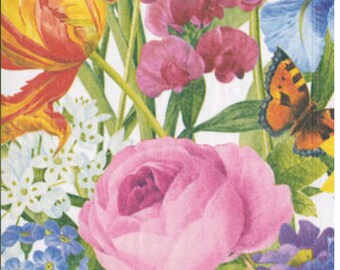 Paper Napkins for Decoupage Iris and Tulips