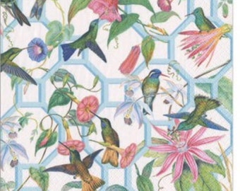 Paper Napkins for Decoupage Hummingbird Trellis