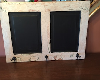 Vintage White Cabinet Door Chalkboard Coat Hanger