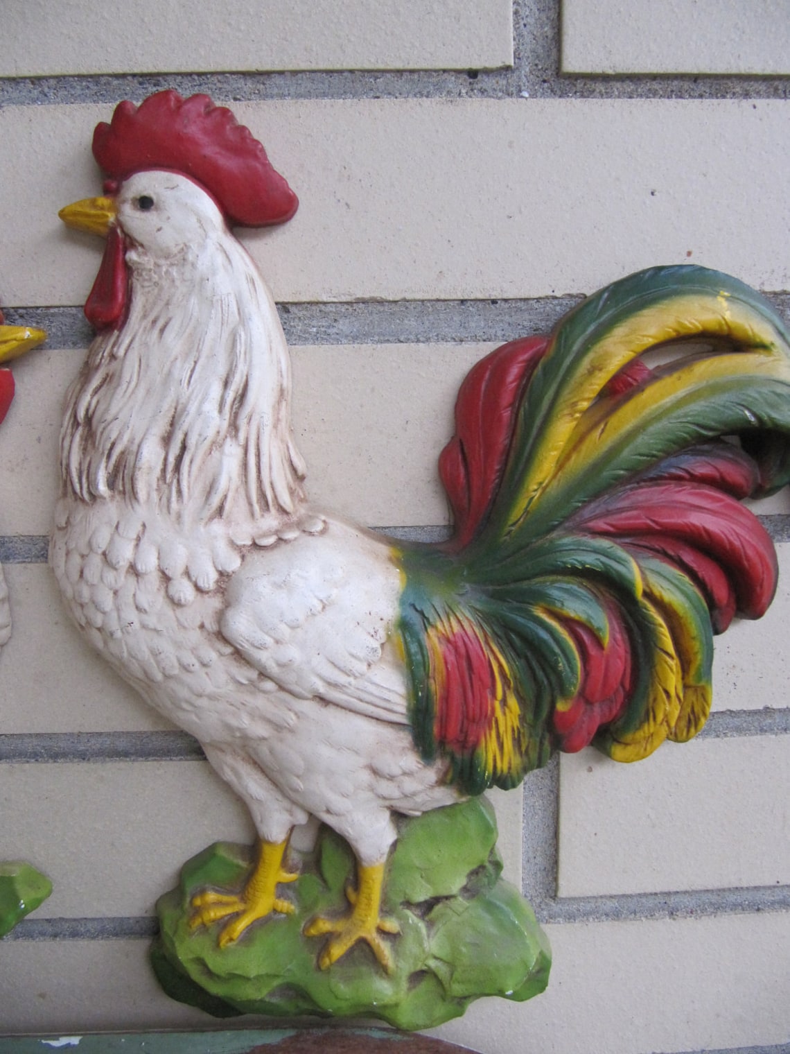 Set of 2 Homco Vintage Rooster & Hen Wall Hanging Etsy