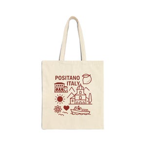Positano Italy Canvas Tote Bag: Travel Souvenir, Eco-Friendly Beach Bag