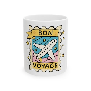 Bon Voyage Ceramic Mug: Adventure Travel Coffee Cup