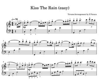 Kiss The Rain ( easy ) - Yiruma - Piano Sheet Music PDF+MP3- Original Arrangement