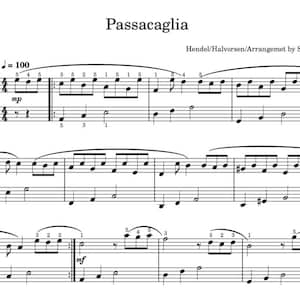 Passacaglia-bladmuziek voor beginners (digitale download) pdf+ mp3