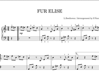 Für Elise by Beethoven | Easy Piano Arrangement | Sheet Music PDF+ MP3+ MIDI