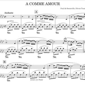 A Comme Amour - P. Senneville - Partitura digital para piano solo en PDF - Nivel intermedio