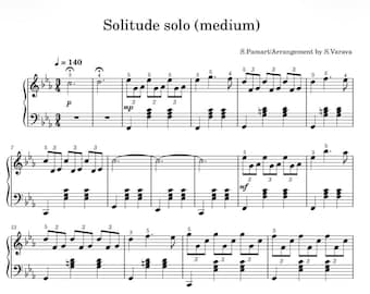 Solitude solo (moyen)- S.Pamart- Partition pour piano PDF + MP3- Arrangement original- Téléchargement immédiat (4 pages).