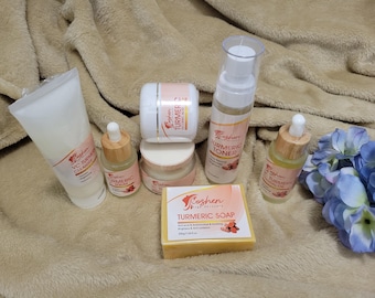 7-Piece Turmeric Skincare Set – Serum, Toner, Cleanser, Cream & Soap