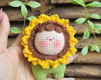 Crochet Sunflower Baby Doll: Handmade Kawaii Flower Plush