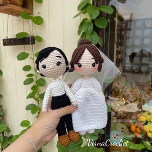 Hochzeitspaar gehäkelte Puppen: Handgemachte Amigurumi Braut und Bräutigam
