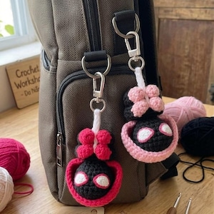 Spider Crochet Keychain, Spiderman Inspired Keychain, Cute Amigurumi Bag Charm, Handmade Gift, Father day gift image 1