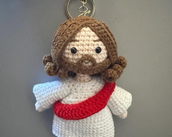 Crochet Jesus Keychain, Handmade Christian Gift, Amigurumi Jesus Doll Keyring, Religious Gift, Baptism Gift, Easter Gift