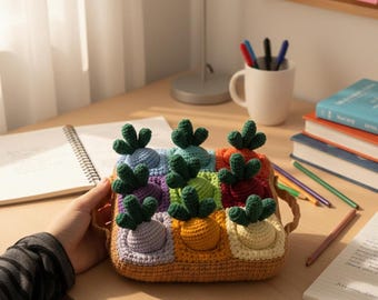 Crochet Montessori Carrot Toy Pattern PDF – Amigurumi Vegetables Set, Sensory Baby Toy, Handmade Gift Idea, Digital Download
