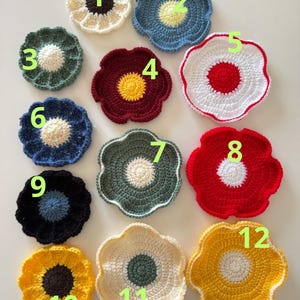 Handmade Crochet Flower Coasters Set of 4/6 | Cottagecore Mug Rugs | Boho Coffee Mat | Customizable Gift for Housewarming, Anniversary, Mom