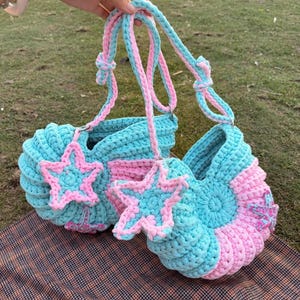 Bolso de ganchillo hecho a mano con forma de concha marina: bolso de verano de algodón - Regalo costero
