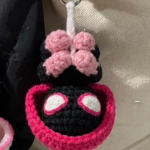 Spider Crochet Keychain, Spiderman Inspired Keychain, Cute Amigurumi Bag Charm, Handmade Gift, Father day gift Pink