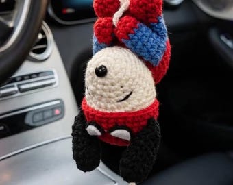 Crochet Spider Car Hanging, Spider Mirror Accessory, Handmade Amigurumi Car Decor, Cute Crochet Car Hanger